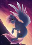  cutie_mark equine fan_character feathered_wings feathers female feral flying hooves horn mammal my_little_pony nude outside pegasus silentwulv sky smile solo star starry_sky winged_unicorn wings 