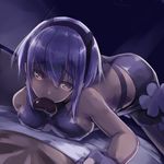  black_hairband chocolate dark_skin fate/grand_order fate/prototype fate/prototype:_fragments_of_blue_and_silver fate_(series) hairband hassan_of_serenity_(fate) highres purple_hair short_hair solo sue_(bg-bros) valentine 