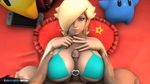  1girl 3d animated animated_gif between_breasts blonde_hair blue_bikini_top blue_eyes breast_grab breasts chiko_(mario) hair_over_one_eye large_breasts lips lying mario_(series) nintendo nintendo_switch o-ring_top paizuri penis pillow pov rosetta_(mario) super_mario_bros. super_mario_galaxy uncensored wand 