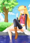  absurdres blonde_hair closed_eyes highres iris_sepperin long_hair rosenkreuzstilette shoes single_shoe solo tree 