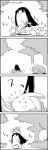  4koma :x =_= animal animal_on_head bunny bunny_on_head comic commentary_request forest from_behind grass greyscale highres houraisan_kaguya long_hair lying monochrome nature on_head on_side picking_up running smile sweat tani_takeshi touhou translation_request tree very_long_hair yukkuri_shiteitte_ne 