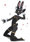  2024 black_body black_fur breasts brown_eyes clothing cute_fangs domestic_cat fake_ears fake_rabbit_ears fake_rabbit_tail fake_tail felid feline felis female fur heart_symbol hi_res humanoid legwear looking_at_viewer mammal musical_note nulia open_mouth simple_background solo tarahe teeth tongue 