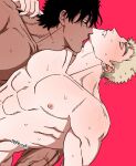  2boys balnom bara blush couple dark-skinned_male dark_skin foreplay head_tilt interracial large_pectorals licking licking_another&#039;s_neck male_focus mature_male multiple_boys muscular muscular_male nipples original pectorals profile short_hair sweat thick_eyebrows veiny_neck very_sweaty yaoi 