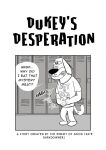  anthro black_and_white bottomwear canid canine canis clothing comic darkdowner1 domestic_dog dukey hi_res johnny_test_(series) locker male mammal monochrome solo speech_bubble teeth text topwear worried 
