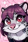  anthro felid female mammal pantherine smile snow_leopard solo 