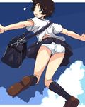  4040_(abonriya) black_legwear kneehighs konno_makoto lowres panties pantyshot solo toki_wo_kakeru_shoujo underwear white_panties 