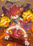 anthro athletic athletic_anthro athletic_male bandai_namco betelgammamon codpiece digimon digimon_(species) elemental_manipulation fire fire_manipulation hi_res male red_body scalie scarf skink_hisshiss solo yellow_eyes