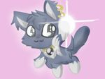  bangs black_eyes cat chest_tuft cookie-kit cute dian_(jewelpet) ear_piercing feline fluffy fluffy_tail fur grey_fur jewelpet jewelry light long_tail magic maine_coon male mammal necklace piercing pink_background sanrio simple_background smile tuft white_fur 