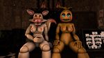  2017 3d_(artwork) animatronic anthro avian beakless bird blue_eyes breasts canine chicken digital_media_(artwork) duo female five_nights_at_freddy&#039;s five_nights_at_freddy&#039;s_2 fox hi_res looking_at_viewer machine mammal mangle_(fnaf) nipples non-mammal_breasts nude pinup pose pussy robot sitting smile source_filmmaker toy_chica_(fnaf) video_games xboxking37 