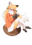  :o animal_ears black_gloves blonde_hair controller extra_ears ezo_red_fox_(kemono_friends) fox_ears fox_tail full_body game_controller gloves gradient_hair highres holding kemono_friends loafers long_hair long_sleeves multicolored_hair necktie official_art pantyhose pleated_skirt shoes simple_background skirt solo tail tsurime white_background wixoss yellow_eyes yoshizaki_mine 