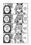  4koma ^_^ ^o^ bandana bangs blush bow choker closed_eyes comic covering_face covering_mouth embarrassed english engrish eyebrows_visible_through_hair facing_away greyscale hair_between_eyes hair_bow hair_flaps hair_ornament hairclip hands_on_own_cheeks hands_on_own_face hands_up highres kantai_collection kasumi_(kantai_collection) long_hair long_sleeves looking_at_another looking_away monochrome motion_lines multiple_girls nose_blush open_mouth parted_bangs ranguage sheita shiny shiny_hair shirt smile sparkle_background speech_bubble suspenders talking thought_bubble yamakaze_(kantai_collection) 