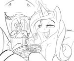  2017 black_and_white duo equine female feral friendship_is_magic hair hi_res horn imminent_vore levitation long_hair magic mammal micro monochrome my_little_pony open_mouth ponythroat princess_cadance_(mlp) saliva unicorn vore 