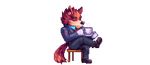  ahruon animated brown_fur canine chair clothing cup digital_media_(artwork) drinking footwear fur mammal pixel_(artwork) shoes sitting steam translucent wolf 