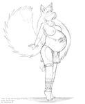  anthro areola barefoot bodypaint bracelet breasts canine clothed clothing female fluffy fluffy_tail fox fur hair jewelry legwear leokitsune loincloth mammal monochrome navel necklace open_mouth pregnant simple_background sketch solo topless tribal 