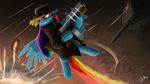  equine female feral friendship_is_magic gun hair holding_object holding_weapon hooves mammal multicolored_hair my_little_pony pegasus rainbow_dash_(mlp) rainbow_hair ranged_weapon rublegun solo weapon wings 