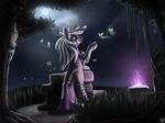  ear_piercing equine fan_character feral grass hat hooves male mammal moon my_little_pony night outside piercing purple_eyes rublegun smile solo standing zebra 