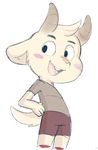  anthro blush buckteeth caprine cartoon_network chi_chi clothing dandi fur goat hair male mammal open_mouth shorts simple_background solo teeth the_amazing_world_of_gumball 