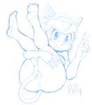  anthro anus armor butt cat feline female jammiez looking_at_viewer mammal polly_esther pussy samurai_pizza_cats 