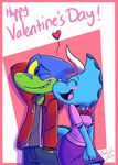  &lt;3 2016 4_fingers alpha_channel anthro aww big_eyes blue_skin blush breasts clothed clothing cute dinosaur duo embarrassed eyebrows eyelashes female happy heartwarming holidays jurassiczalar male male/female mammal non-mammal_breasts open_mouth romantic_couple scalie shirt smile toony trixie_triceratops valentine&#039;s_day zarland_rex 