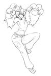  2015 animal_humanoid athletic big_hands breasts canine claws clothed clothing female footwear fully_clothed hair humanoid inner_ear_fluff kaibutsu_oujo line_art looking_at_viewer mammal monochrome open_mouth pawpads paws riza_wildman short_hair simple_background sketch solo sub-res were werewolf white_background wide_hips wolf wolf_humanoid 