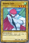  avian big_breasts blue_skin breasts english_text feathered_wings feathers green_eyes hair harpie_lady harpy huge_breasts humanoid konami looking_at_viewer monster_girl_(genre) not_furry pointy_ears red_hair space_jin text wings yu-gi-oh 