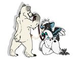  backsack balls bear breasts chibi collar cum cum_on_face domination female hybird hyena leash magpiehyena magpiehyena_(character) male male/femalel male_domination mammal polar_bear slightly_chubby smile wings 