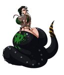  big_breasts big_butt bra breasts butt clothing female forked_tongue huge_butt hyper hyper_butt lamia long_tongue reptile scalie simple_background snake solo tongue torn_clothing underwear vampsoldier 