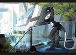  anthro big_breasts breasts clothed clothing female fjorge fur hair outside sergal solo standing tree waterfall 