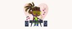  bad_twitter_id beamed_eighth_notes brown_hair chibi closed_eyes dark_skin dark_skinned_male dj eighth_note full_body hairlocs headphones heart long_hair lucio_(overwatch) male_focus mixing_console musical_note overwatch simple_background solo sparkle speaker star tinysnails valentine visor white_background 