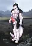  abs armor ball barb biceps booboo34 boots claws clothing discordnight dragon footwear fur furred_dragon gloves gun land muscular penis ranged_weapon sky weapon 