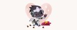  :q armor bad_id bad_twitter_id chibi chocolate full_body gorilla heart male_focus one_eye_closed overwatch ribbon simple_background solid_circle_eyes solo sparkle star tinysnails tongue tongue_out valentine white_background winston_(overwatch) yellow_ribbon 