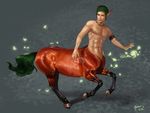  abs aomori centaur equine equine_taur hair hooves looking_at_viewer magic male mammal signature simple_background solo standing taur 