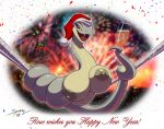  alcohol beverage big_breasts breasts busty_feral champagne christmas confetti feral fireworks hat holidays reptile santa_hat scalie snake solo spotty_the_cheetah 