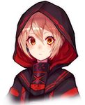  artoria_pendragon_(all) blush fate/grand_order fate_(series) hair_between_eyes heterochromia hood hood_up hooded_coat mysterious_heroine_x_(alter) parted_lips red_eyes short_hair sidelocks simple_background solo tokiwa_online upper_body white_background yellow_eyes 