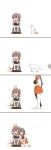  2girls akagi_(kantai_collection) brown_hair cat comic highres japanese_clothes kaga_(kantai_collection) kantai_collection leaning_on_person long_hair multiple_girls muneate rebecca_(keinelove) side_ponytail silent_comic sitting sitting_on_person sleeping thighhighs white_legwear zzz 