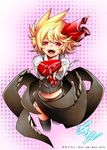  :d arikanrobo ascot bangs black_legwear black_skirt black_vest blonde_hair blush box commentary_request embellished_costume foreshortening full_body gift gift_box hair_ribbon heart-shaped_box incoming_gift long_sleeves looking_at_viewer navel open_mouth red_eyes red_ribbon ribbon rumia short_hair skirt skirt_set smile solo thighhighs touhou valentine vest 