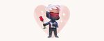  bad_id bad_twitter_id blush chibi face_mask flower full_body gloves hand_on_own_chest heart holding holding_flower jacket male_focus mask overwatch rose scar simple_background soldier:_76_(overwatch) solid_circle_eyes solo sparkle star tinysnails valentine visor white_background white_hair 