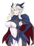 :o armor armpits artoria_pendragon_(all) artoria_pendragon_(lancer_alter) blonde_hair blush breasts cape cleavage commentary_request cowboy_shot fate/grand_order fate_(series) gauntlets hair_between_eyes hand_on_hip highres horns large_breasts looking_at_viewer open_mouth pauldrons short_hair solo sprout_(33510539) underboob v-shaped_eyebrows yellow_eyes 