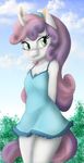  absurd_res ambris anthro anthrofied blush clothed clothing cloud colored dress edit equine eyelashes female friendship_is_magic green_eyes hair hands_behind_back hi_res horn kurausuki long_hair mammal multicolored_hair my_little_pony outside solo sweetie_belle_(mlp) two_tone_hair unicorn 