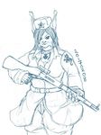  2017 anthro breasts cleavage clothed clothing collar ear_tuft feline female fur gaeuvyen gun hair hat holding_object holding_weapon looking_at_viewer lynx mammal military mosin_nagant ranged_weapon rifle simple_background sniper_rifle solo standing tuft uniform ushanka weapon 