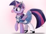  clothed clothing dress equine eyelashes feathered_wings feathers female feral friendship_is_magic fur hair horn mammal my_little_pony ncmares purple_eyes purple_feathers purple_fur purple_hair simple_background smile solo twilight_sparkle_(mlp) white_background winged_unicorn wings 