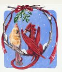  2011 avian berry bird black_eyes bow cardinal_(bird) christmas dragon duo feathered_wings feathers female feral food fruit heather_bruton holidays male mistletoe plant ribbons wings 