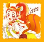  blush cure_custard dress frame happy kirakira_precure_a_la_mode long_hair magical_girl orange_eyes orange_hair ponytail precure 