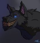  2017 anthro canine dalrus dalrus_plaguefang grin looking_at_viewer male mammal muscular open_mouth portrait rogue simple_background smile teeth video_games warcraft were werewolf wolf worgen 
