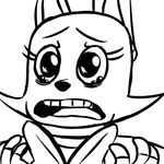  2015 animated animatronic anthro black_and_white bonnie_(fnaf) bow_tie bust_portrait crossgender female five_nights_at_freddy&#039;s inkyfrog lagomorph machine mammal monochrome open_mouth portrait rabbit reaction_image robot simple_background solo tears video_games white_background 