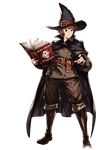  alpha_transparency book boots brown_eyes brown_footwear brown_hair cape full_body gran_(granblue_fantasy) granblue_fantasy hat knee_boots looking_at_viewer male_focus minaba_hideo official_art pointing pointing_at_viewer solo transparent_background wizard_(granblue_fantasy) wizard_hat 