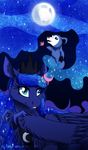  2016 blue_eyes blue_theme crown equine female friendship_is_magic glowing horn inuhoshi-to-darkpen jewelry magic mammal marsupial moon my_little_pony necklace night opossum princess_luna_(mlp) sparkles tiberius_(mlp) winged_unicorn wings 