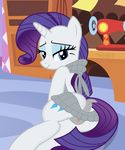  2017 animal_genitalia animal_pussy anus bedroom_eyes blue_eyes clitoral_winking clitoris cutie_mark equine equine_pussy female feral friendship_is_magic furniture hair half-closed_eyes horn inside looking_at_viewer looking_back mammal my_little_pony purple_hair pussy rarity_(mlp) seductive shutterflyeqd smile solo unicorn unicorn_horn virgin_killer_sweater 