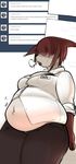 belly big_belly big_breasts breasts button_pop clothing feline female fur grey_fur hair lynx mammal masterp123 muffin_top navel overweight pants red_hair shirt snow_(character) solo thick_thighs tight_clothing 