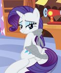  2017 bedroom_eyes blue_eyes cutie_mark equine female feral friendship_is_magic furniture hair half-closed_eyes horn inside looking_at_viewer looking_back mammal my_little_pony purple_hair rarity_(mlp) seductive shutterflyeqd smile solo unicorn unicorn_horn virgin_killer_sweater 